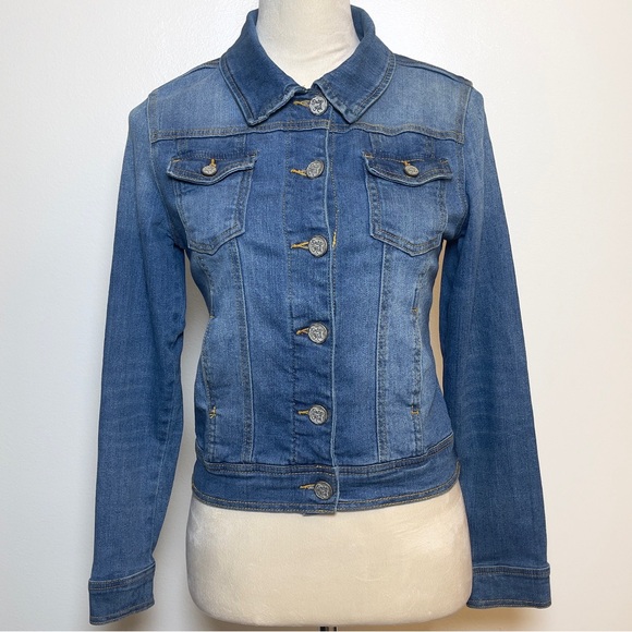 Women’s Classic Blue Denim Jacket Sz M Stretch FabricY2K Soft Grunge Bella Swan - Picture 8 of 16